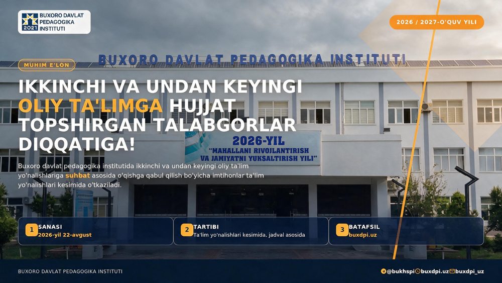 Ikkinchi va undan keyingi oliy ta’limga hujjat topshirgan talabgorlar diqqatiga!