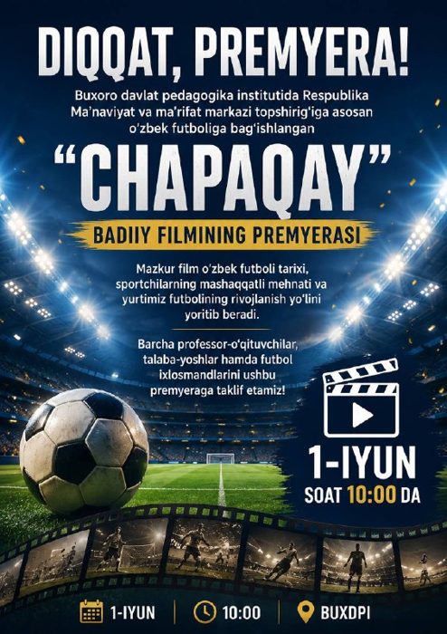 "Chapaqay" badiiy filmi premyerasi bo'lib o'tadi